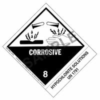 JJ Keller Numbered Panel Proper Shipping Name Labels - Class 8 - Corrosive, UN 1791, Hypochlorite Solution (Pack of 500)