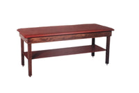 CanDo wooden treatment table - H-brace, shelf, upholstered, 72" L x 30" W x 30" H — for Treatment and Examination Rooms