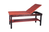CanDo wooden treatment table - H-brace, shelf, adjustable back, upholstered, 72" L x 30" W x 30" H — for Treatment and Examination Rooms