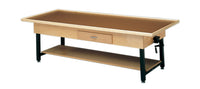 CanDo wooden treatment table - manual hi-low, raised-rim, shelf, drawer, 78" L x 30" W x 25" - 33" H — for Treatment and Examination Rooms