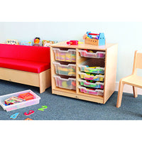 Whitney Brothers Clear Tray Double Column Storage Cabinet — for Pediatric Furniture in Clinical and Institutional Care
