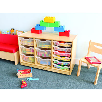 Whitney Brothers Clear Tray Triple Column Storage Cabinet — for Pediatric Furniture in Clinical and Institutional Care