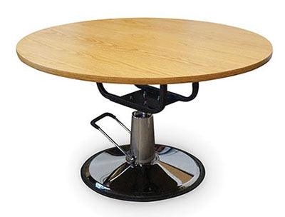 CanDo Hydraulic Hi-Low Work Table, Circular, 28.5" - 34" H, 48" diameter — for Treatment and Examination Rooms