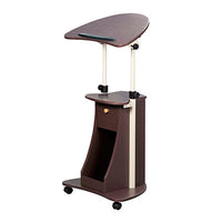 Techni Mobili Sit-to-Stand Rolling Adjustable Laptop Cart with Storage, Chocolate — for Treatment and Examination Rooms