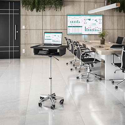 Techni Mobili Folding Table Laptop Cart, Graphite — for Treatment and Examination Rooms