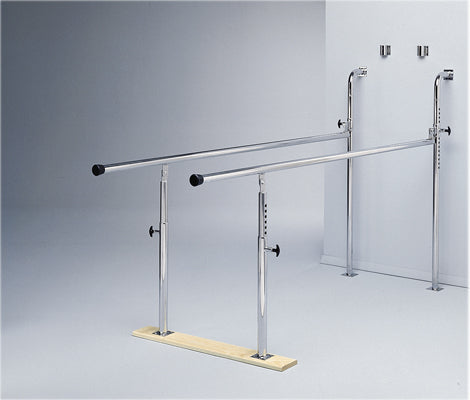 CanDo Parallel Bars, wall-mounted, wood base, folding, height adjustable, 7' L x 22.5" W x 28" - 42" H — for Treatment and Examination Rooms