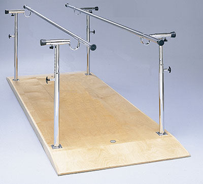 CanDo Parallel Bars, wood platform mounted, height and width adjustable, 10' L x 19" - 26" W x 26" - 44" H — for Treatment and Examination Rooms