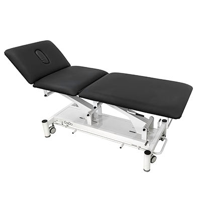 CanDo Hi-Lo Treatment Table, 3 Section, Black Vinyl Top, White Base, Nose Hole Cut Out, 76.8" x 26" — for Treatment and Examination Rooms