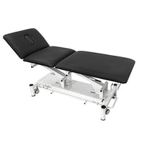 CanDo Hi-Lo Treatment Table, 3 Section, Black Vinyl Top, White Base, Nose Hole Cut Out, 76.8" x 26" — for Treatment and Examination Rooms