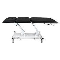 CanDo Hi-Lo Treatment Table, 3 Section, Black Vinyl Top, White Base, Nose Hole Cut Out, 76.8" x 26" — for Treatment and Examination Rooms