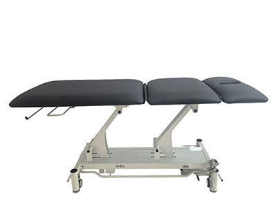 CanDo Hi-Lo Treatment Table, 3 Section, Black Vinyl Top, White Base, Nose Hole Cut Out, 76.8" x 26" — for Treatment and Examination Rooms