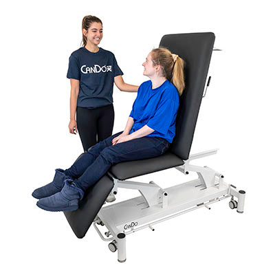 CanDo Hi-Lo Treatment Table, 3 Section, Black Vinyl Top, White Base, Nose Hole Cut Out, 76.8" x 26" — for Treatment and Examination Rooms