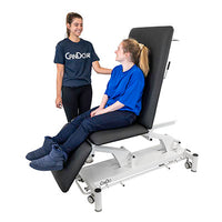 CanDo Hi-Lo Treatment Table, 3 Section, Black Vinyl Top, White Base, Nose Hole Cut Out, 76.8" x 26" — for Treatment and Examination Rooms
