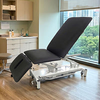 CanDo Hi-Lo Treatment Table, 3 Section, Black Vinyl Top, White Base, Nose Hole Cut Out, 76.8" x 26" — for Treatment and Examination Rooms