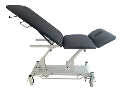 CanDo Hi-Lo Treatment Table, 3 Section, Black Vinyl Top, White Base, Nose Hole Cut Out, 76.8" x 26" — for Treatment and Examination Rooms