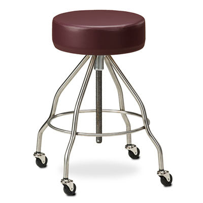 Clinton Upholstered Top Stainless Steel Stool, 4 Casters — for Clinical and Treatment Rooms