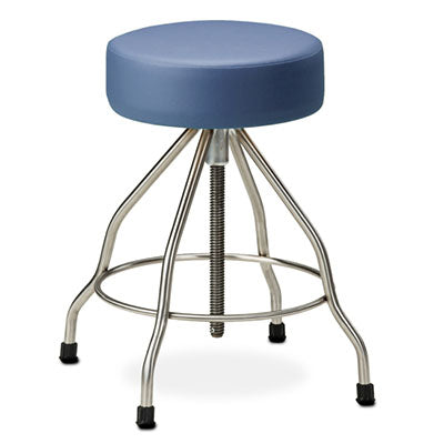 Clinton Upholstered Top Stainless Steel Stool, Rubber Feet — for Clinical and Treatment Rooms