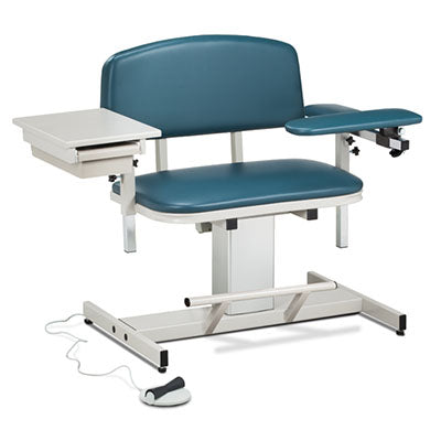 Clinton Power Series Phlebotomy Chair, Extra-Wide, Padded Flip Arm, Drawer — for Phlebotomy Equipment in Clinical and Institutional Care