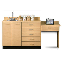 Clinton Base Cabinet Set, 2 Doors, 5 Drawers, Desk, 72"L — for Treatment Cabinet in Clinical and Institutional Care