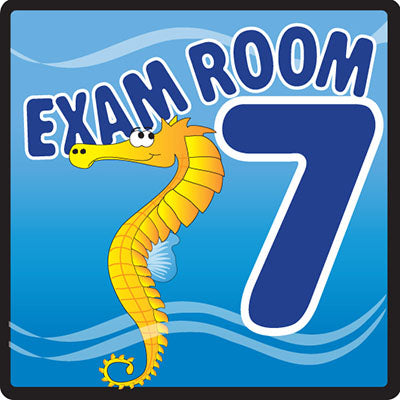 Clinton Sign, Ocean Series, Exam Room 7 Sign — for Accessories in Clinical and Institutional Care