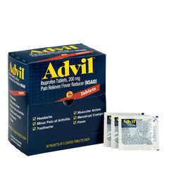 First Aid Only Advil Ibuprofen Medication, 50 Doses Of Two Tablets, 200 Mg
