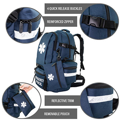 Line2Design Large Medical Backpack, 21.25" x 14" x 12", Navy — for Medical Bags and Supplies in Clinical and Institutional Care