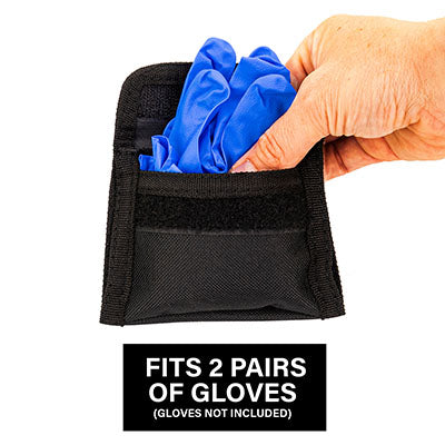 Line2Design GlovePouch, Holds 2-Pair Disposable Latex Gloves, Black — for Medical Bags and Supplies in Clinical and Institutional Care