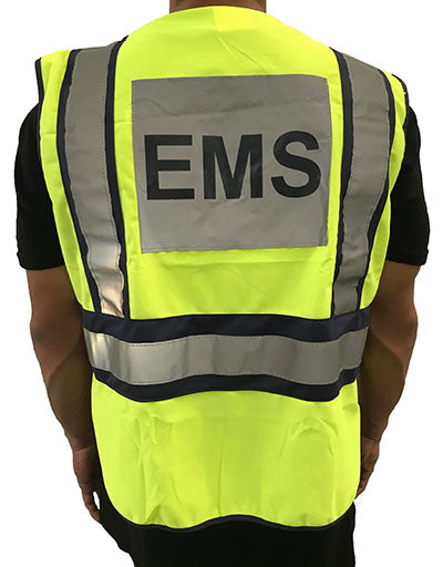Line2Design Safety Vest, INEMS IN Yellow withNavy Trim, Universal Adjustable Sizes S-XXL — for Treatment and Examination Rooms