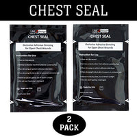 Line2Design Chest Seal, Occlusive Adhesive Dressing for Open Chest Wounds, Pack of 2 — for Medical Bags and Supplies in Clinical and Institutional Care