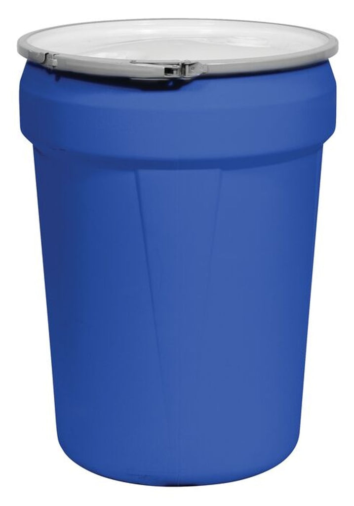 Justrite 1601MBG2 30 Gallon, Metal Lever-Lock, Lab Pack Open Head Plastic Barrel Drum with 2x2in Bung Holes Industrial Safety Products