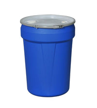 Justrite 1601MBBG 30 Gallon, Metal Lever-Lock, Lab Pack Open Head Plastic Barrel Drum with 1x2in and 1x3/4in Bung Holes, Blue Industrial Safety Products