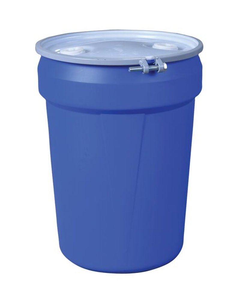 Justrite 1601MBRBG2 30 Gallon, Metal Bolt Rings, Lab Pack Open Head Plastic Barrel Drum with 2x2in Bung Holes Industrial Safety Products