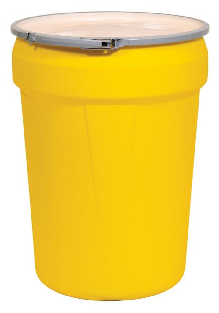 Justrite 1601MBG2 30 Gallon, Metal Lever-Lock, Lab Pack Open Head Plastic Barrel Drum with 2x2in Bung Holes Industrial Safety Products