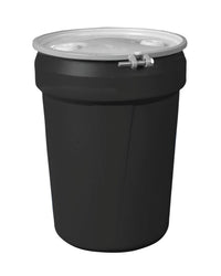 Justrite 1601MBKBRBG2 30 Gallon, Metal Bolt Ring, Lab Pack Open Head Plastic Barrel Drum with 2x2in Bung Hole, Black Industrial Safety Products