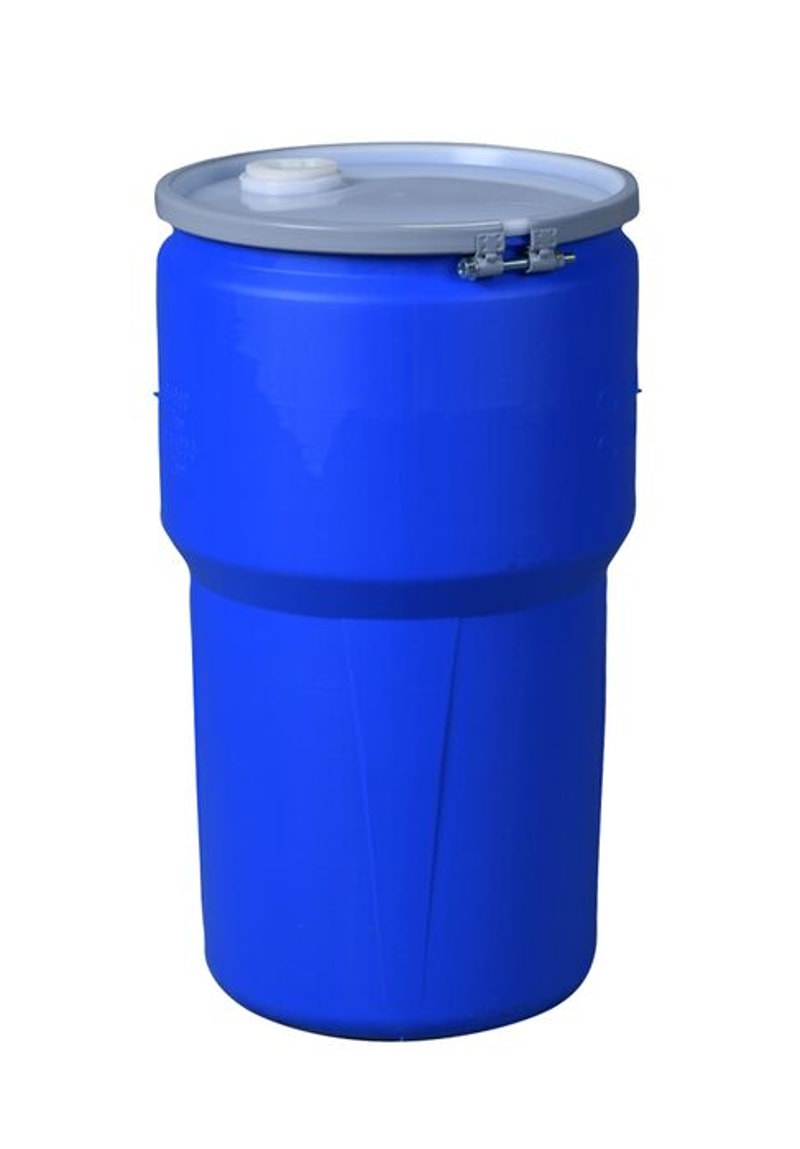 Justrite 1610MBRBG1 14 Gallon, Metal Bolt Ring, Lab Pack Open Head Plastic Barrel Drum with 1x2in and 1x3/4in Bung Holes Industrial Safety Products