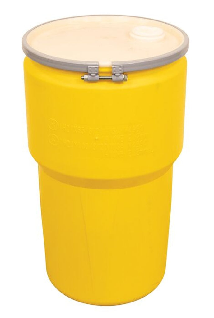 Justrite 1610MBRBG1 14 Gallon, Metal Bolt Ring, Lab Pack Open Head Plastic Barrel Drum with 1x2in and 1x3/4in Bung Holes Industrial Safety Products