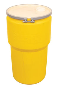 Justrite 1610MBRBG1 14 Gallon, Metal Bolt Ring, Lab Pack Open Head Plastic Barrel Drum with 1x2in and 1x3/4in Bung Holes Industrial Safety Products