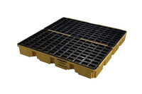 Justrite 1634 4 Drum, 30 Gallon Sump Capacity, Modular Spill Containment Platform without Drain, Yellow