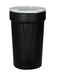Justrite 1655BLKBG 55 Gallon, Plastic Lever-Lock, Lab Pack Open Head Plastic Barrel Drum with 1x2in 1x3/4in Bung Holes, Black Industrial Safety Products