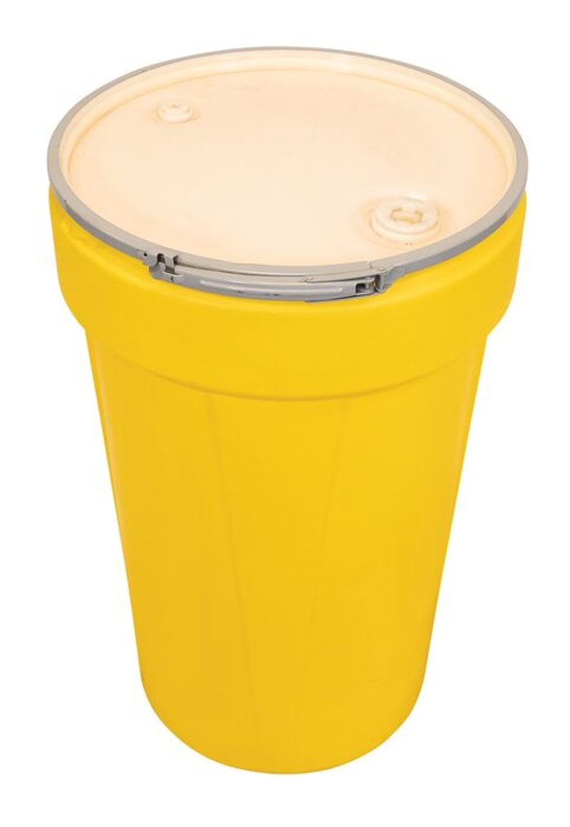 Justrite 1655MBG 55 Gallon, Metal Lever-Lock, Plastic Barrel Drum with 1x2in and 1x3/4in Bung Holes Industrial Safety Products
