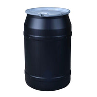 Justrite 1656MBLKBG 55 Gallon, Metal Lever-Lock, Lab Pack Open Head Plastic Barrel Drum with 1x2in and 1x3/4in Bung Holes, Black Industrial Safety Products