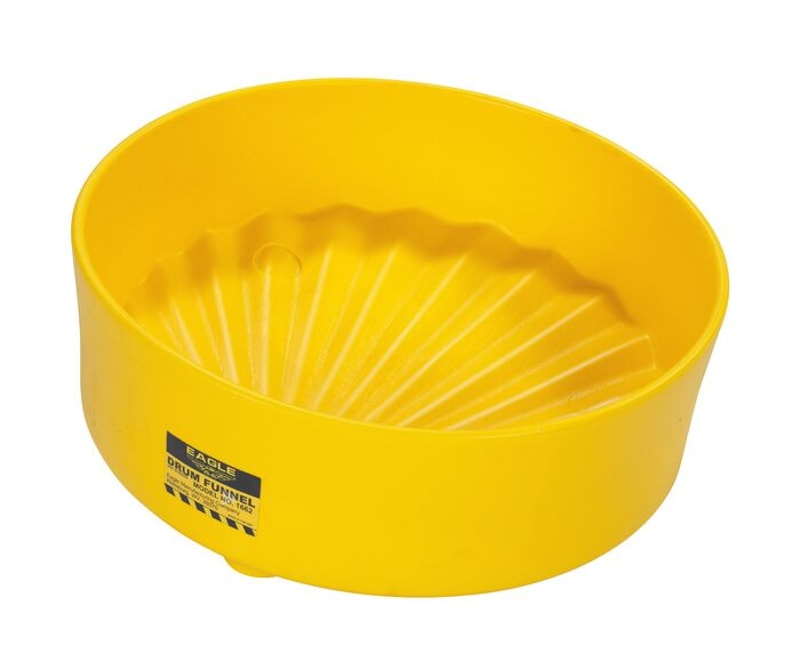 Justrite 1662 18in Diameter Drum Funnel with Screen, Yellow