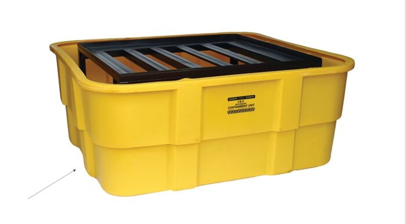 Justrite 1681 Replacement IBC Containment Unit Tub Only, Yellow Accessories for Safety Cabinets