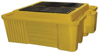 Justrite 1685 385 Gallon Sump Capacity, IBC Containment Unit with 5 Gallon Pail Holder, No Drain, Yellow Spill Control
