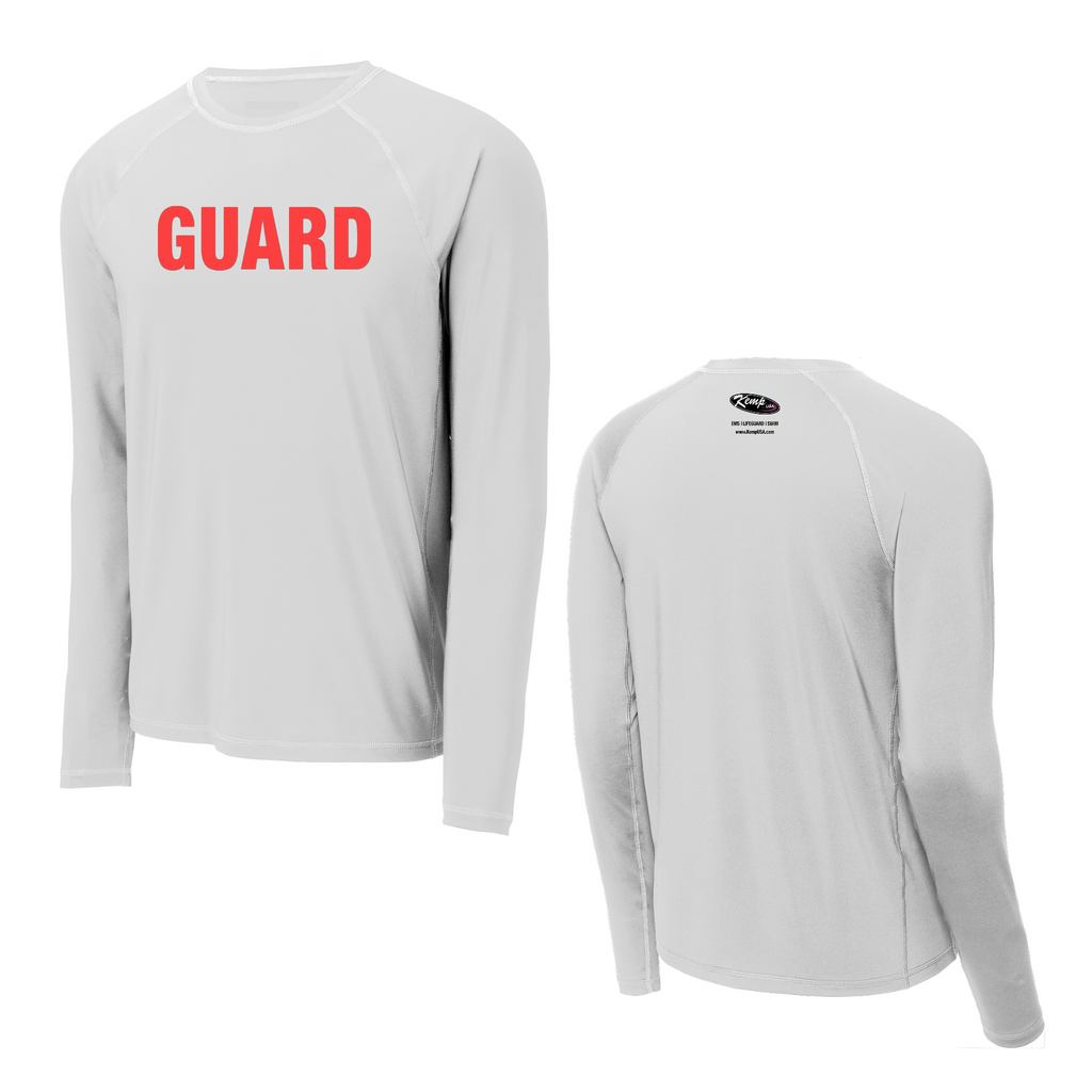 Kemp USA 18-009-LS-WHI-LRG-GRD Rashguard Long Sleeve with GUARD Logo