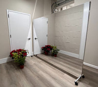 LiteMirror Glassless Mirror, Floor Stand and Whiteboard Back Panel, 60" W x 96" H — for Therapy and Rehabilitation Programs