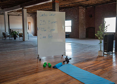 LiteMirror Glassless Mirror, Rolling Stand and Whiteboard Back Panel, 24" W x 72" H — for Therapy and Rehabilitation Programs
