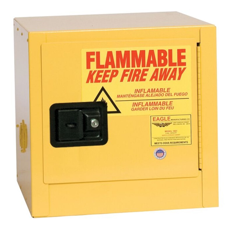 Justrite 1900X Bench Top Flammable Liquid Cabinet 1 Shelf 1 Door Self Close, 2 Gallon