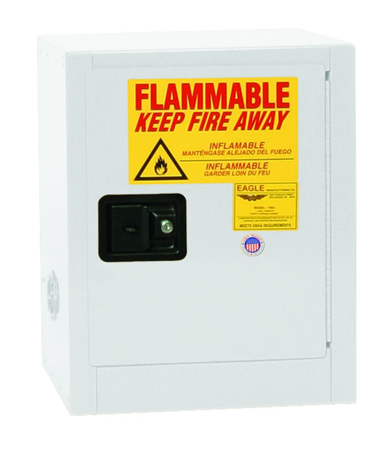Justrite 1901X Bench Top Flammable Liquid Cabinet 1 Shelf 1 Door Manual Close, 2 Gallon