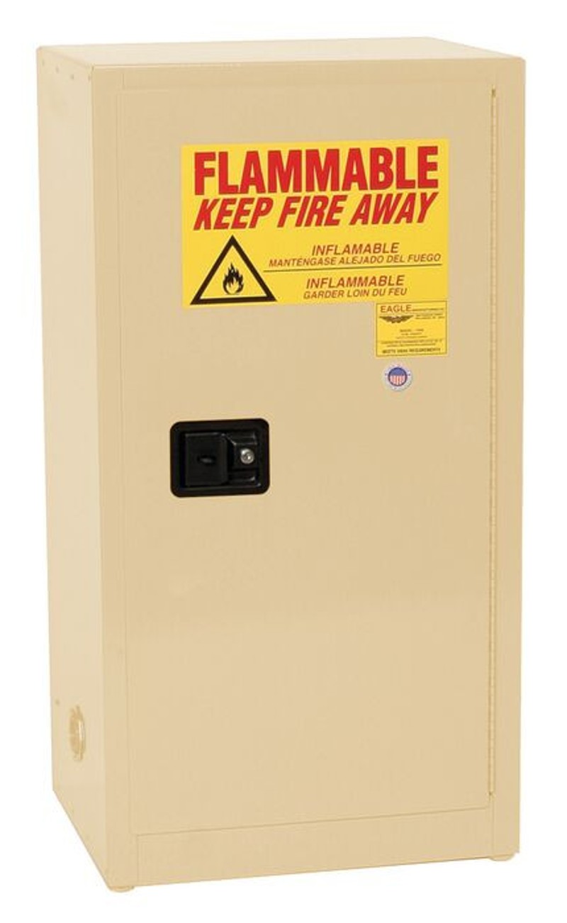 Justrite 1906X Space Saver Flammable Liquid Cabinet 1 Shelf 1 Door Manual Close, 16 Gallon